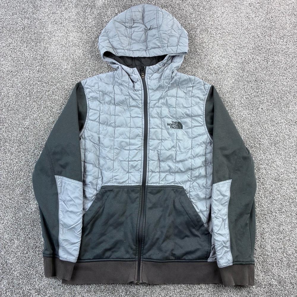 The North Face Kilowatt ThermoBall Jacket Mens Medium‎ Gray Full Zip Puffer Hood